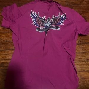 Harley Davidson fuchsia pink woven shirt sz Med